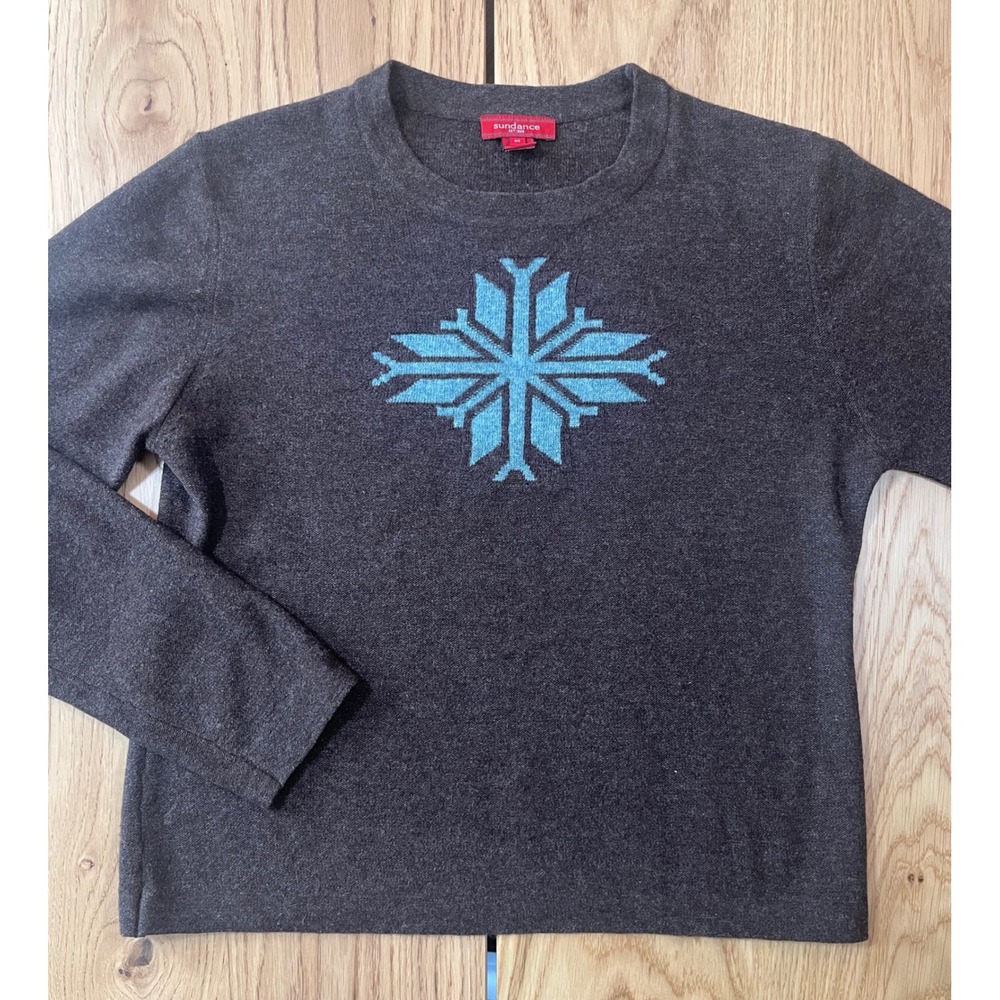 Sundance Snowflake Sweater Medium Brown Lambswool Vintage Y2K Gilmore Girls